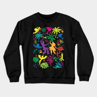 Abstract Carnival Samba Dansers Tropical Tree Leaves Brazilian Carnival Festival Contemporary Pop Art Modern Design Crewneck Sweatshirt